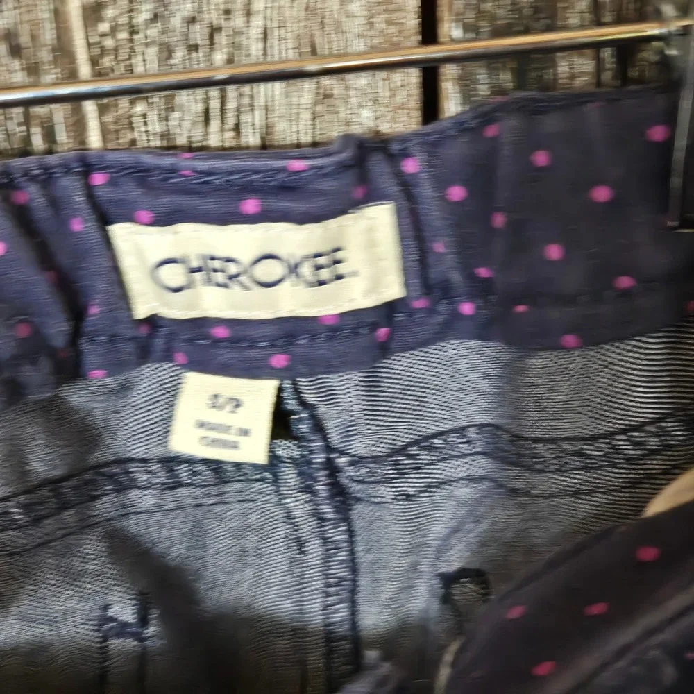 Cherokee Kids Girls Navy Blue Pink Polka Dot Pants‎ Size S P